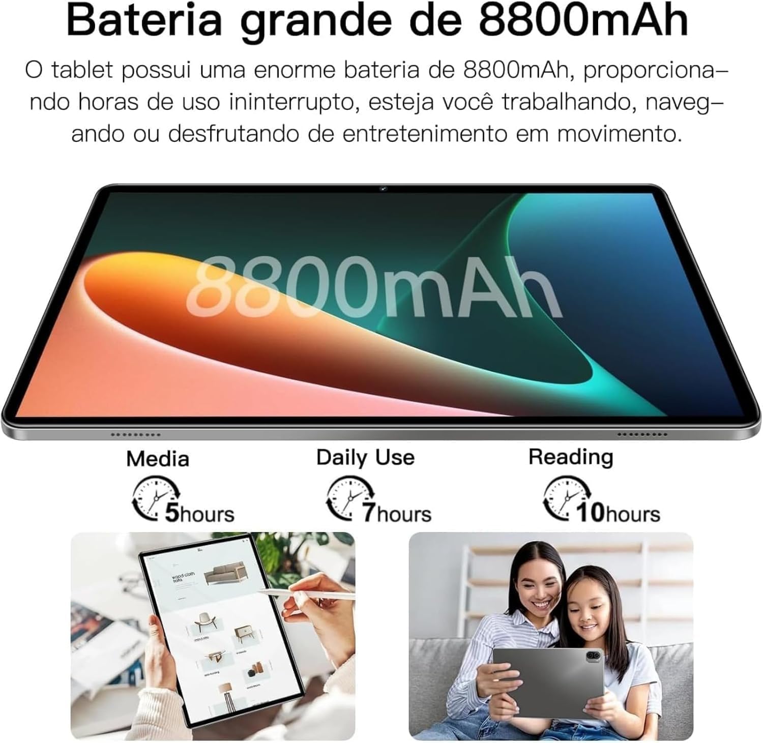 Tablet Pad 5 Pro, 10.1 Polegada Android 13 Tablet, 8GB+256GB com Teclado Capa Mouse, Processador Octa-Core, 32MP/16MP Câmera 8800mAh Bateria Dual SIM Slot (Verde) 4 71XvsPVE1rL. AC SL1500