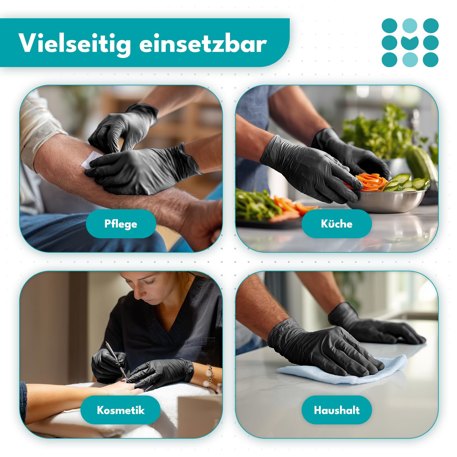 maneo 100x Einweghandschuhe Schwarz, Nitril Handschuhe puderfrei L | Einmalhandschuhe, Handschuhe Einweg, latexfreie Gummihandschuhe, Nitrilhandschuhe, Putz-, Koch- & Haushalts-Handschuhe