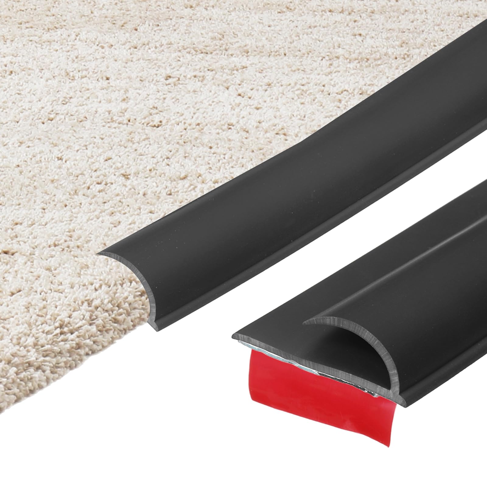 sourcing map 2m x 35mm x 10mm Carpet to Tile Transition Strip, Self-Adhesive Carpet Edge Strip, PVC Gap Cover, Laminate Edge Trim for Uneven Surfaces, Black โ image 1