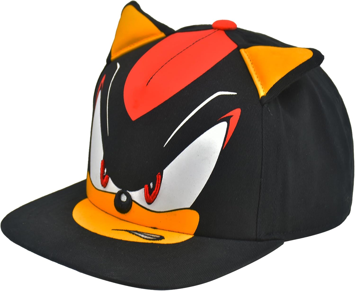 Concept One Kids' Shadow The Hedgehog Baseball Cap, Kids Sonic Cotton Adjustable Snapback Hat with 3D Ears and Flat Brim