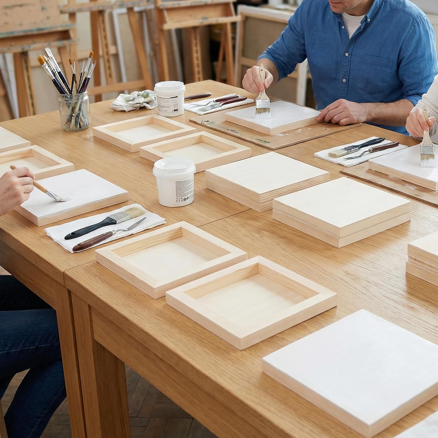 12 Pack 6x6 Inch Unfinished Wood Canvas Panels, 2CM Deep Wooden Square Canvas Boards for Crafts, Painting