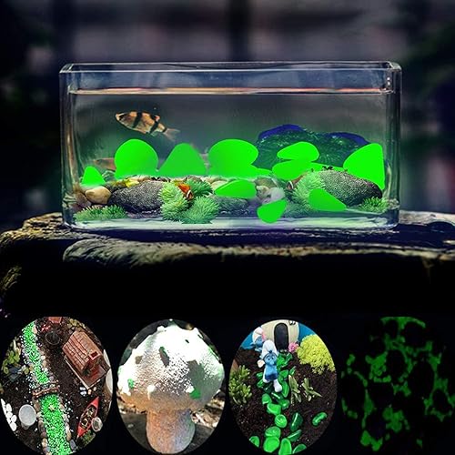 Miniatura 8 de Geruicee 100 piedras luminosas que brillan en la oscuridad, piedras brillantes para decoración al aire libre, rocas brillantes para jardín,