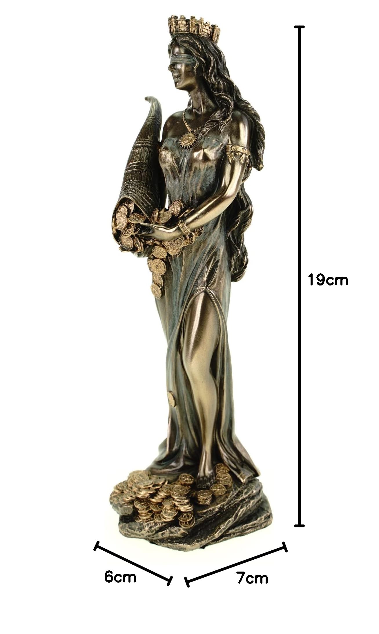 Dea romana Fortuna 19 cm figura bronzata Luck Gambling Veronese