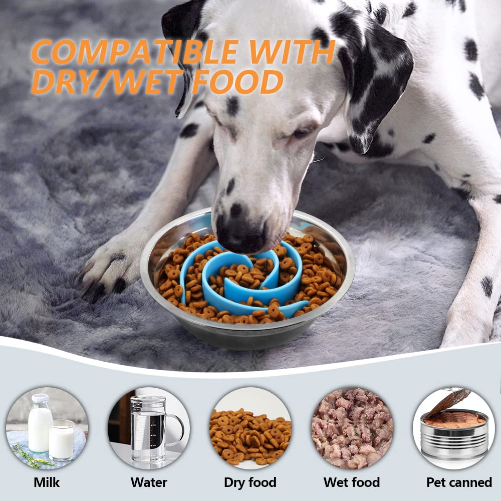 Cuencos de alimentación Lenta para Perros, Cuenco de Silicona Suave para Comida Lenta para Perros pequeños, medianos y Grandes, Compatible con Cuencos Regulares y elevados para Perros