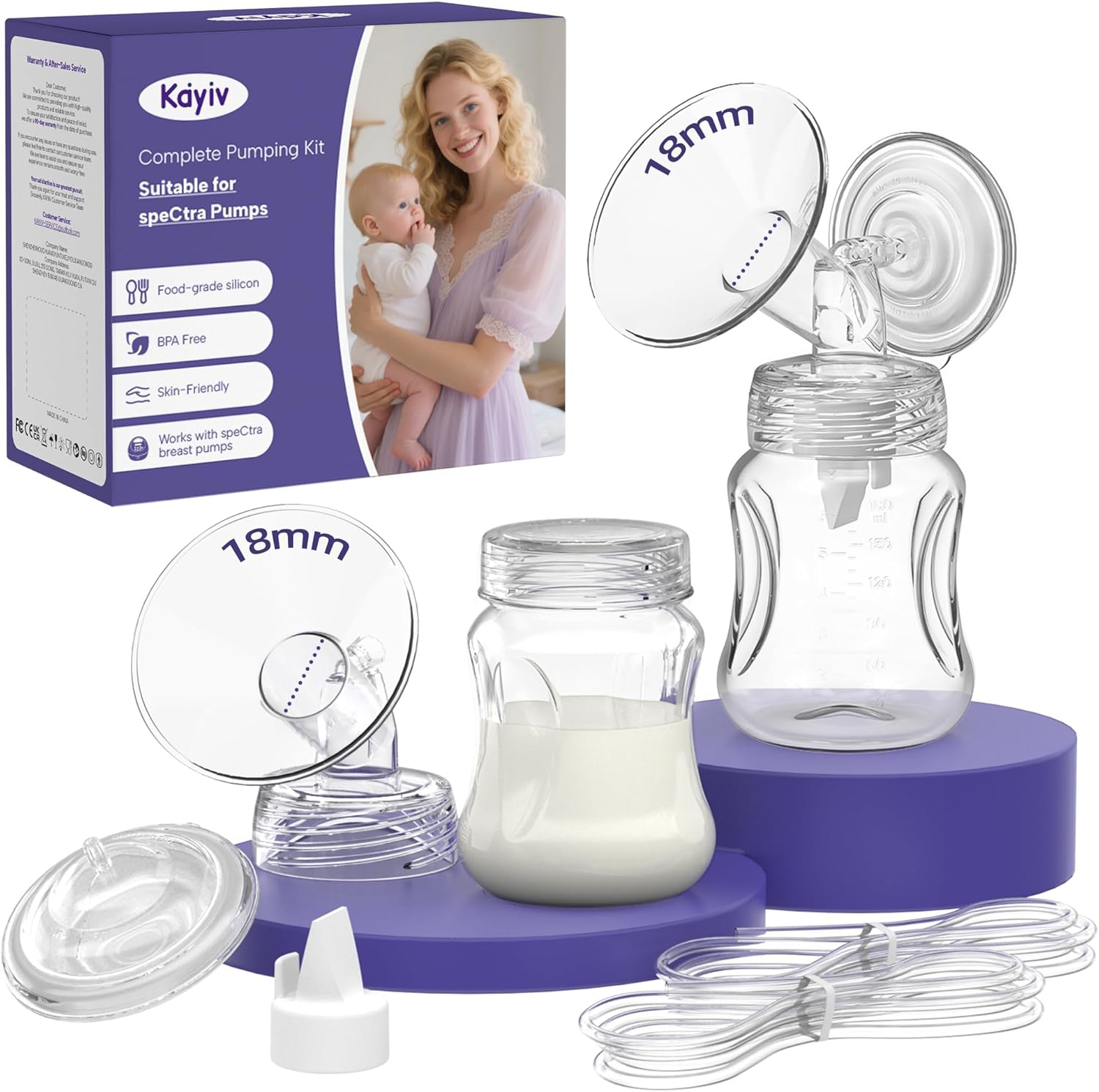 Spectra Replacement Pump Parts Compatible with Spectra S1 S2 9 Plus Synergy Gold, Replacement Kit for Pump Parts 18mm Flange Duckbill Valve Tube Bottle Backflow Protector, Not Original Accessories