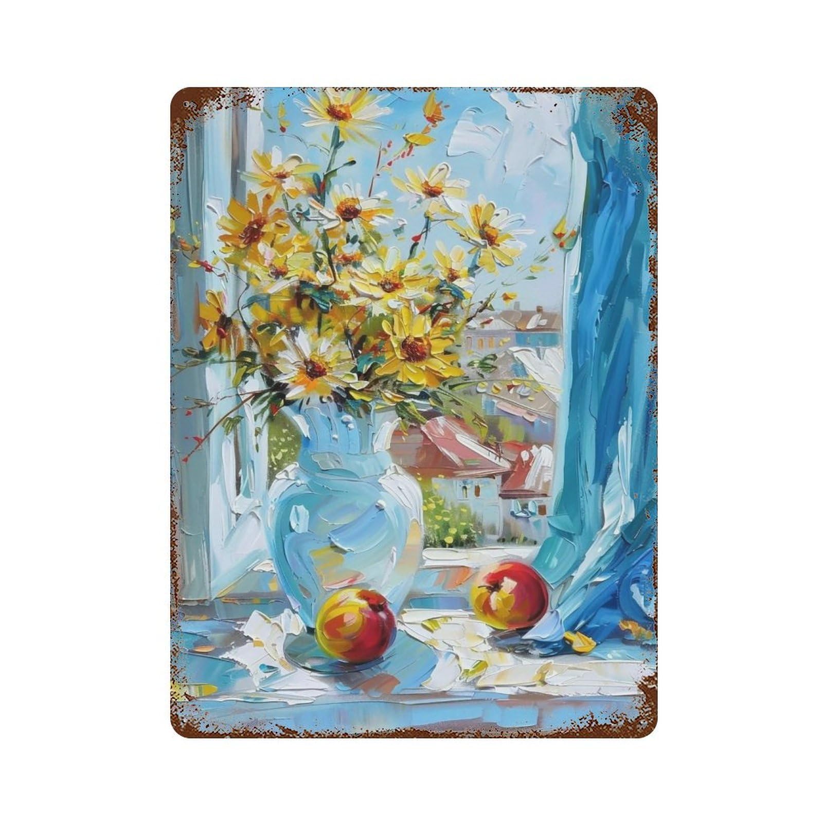 Hduryeyryy Multicolour Daylight Floral Still Life 01 Wall Retro Iron Vintage Art Metal Tin Sign Poster Modern Home Cofffee Club Art Bar Shop Decor 40X30cm