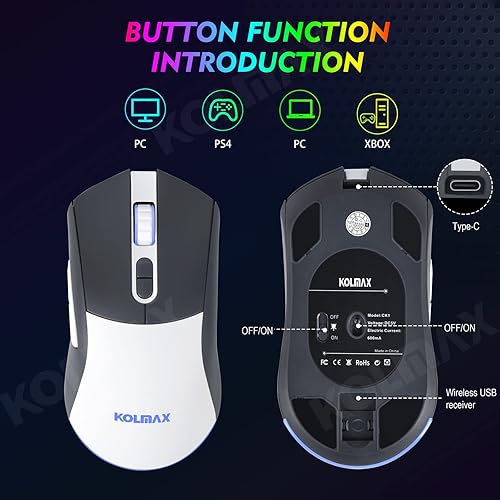 Miniatura 4 de CK98 Combo de teclado y mouse inalámbricos para juegos, teclado RGB gris recargable para juegos, retroiluminación RGB, 98 teclas, sensación
