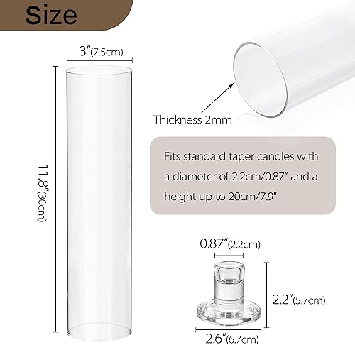Miniatura 3 de Vixdonos Juego de 3 portavelas de cristal con forma de huracán, moderno soporte para velas cónico largo con cilindro de 11.8 pulgadas de alto,