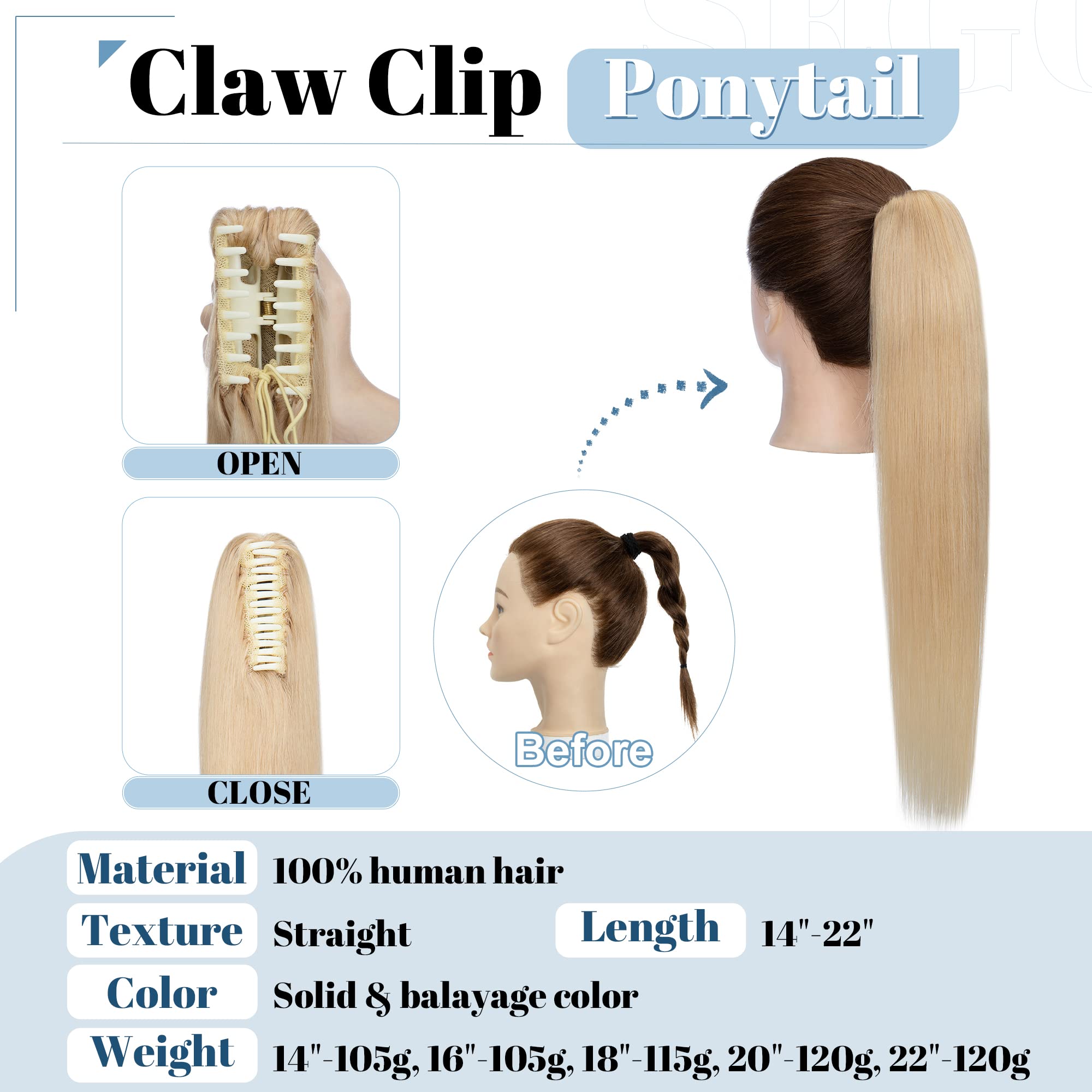 SEGO Coda Capelli Veri Extension Clip Pinza Coda di Cavallo Ponytail Naturale Remy Human Hair Lisci Umani Fascia Unica 50cm 120g - # Biondo Naturale