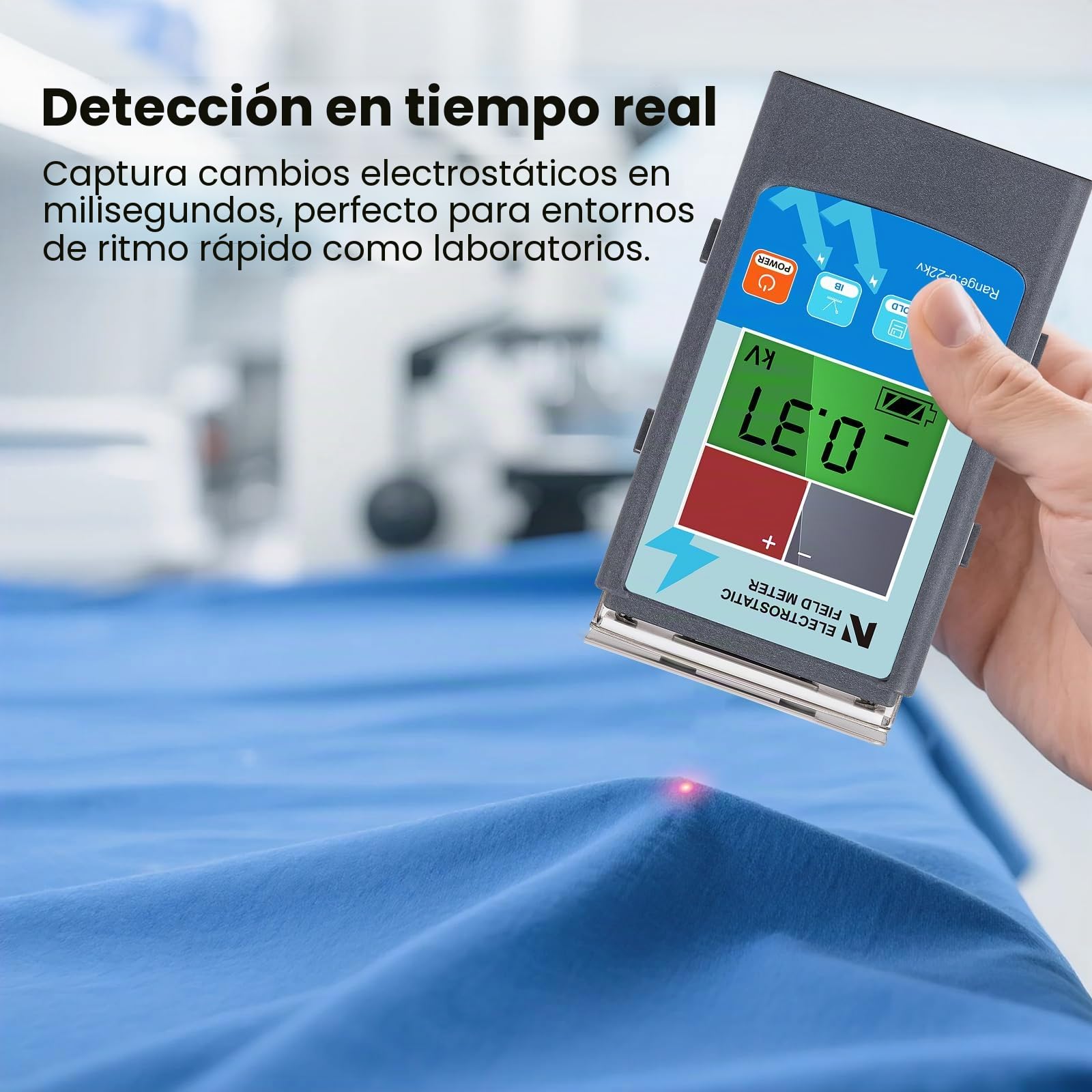 NEWTRY Medidor de campo electrostático digital de mano 0~20KV Probador de equilibrio de iones portátil 0~200V para fibra de hilo, tela, alfombra, tablero de papel de goma