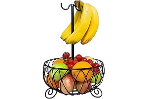 Fruit Basket with Banana Hanger: Storage and Display Solution