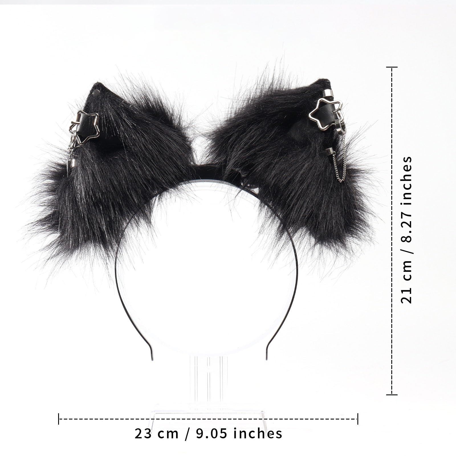 Diadema de orejas de gato en movimiento, cadena de estrella de metal, decoración de orejas de animales eléctricas, recargables, para cosplay, diadema de orejas de animales