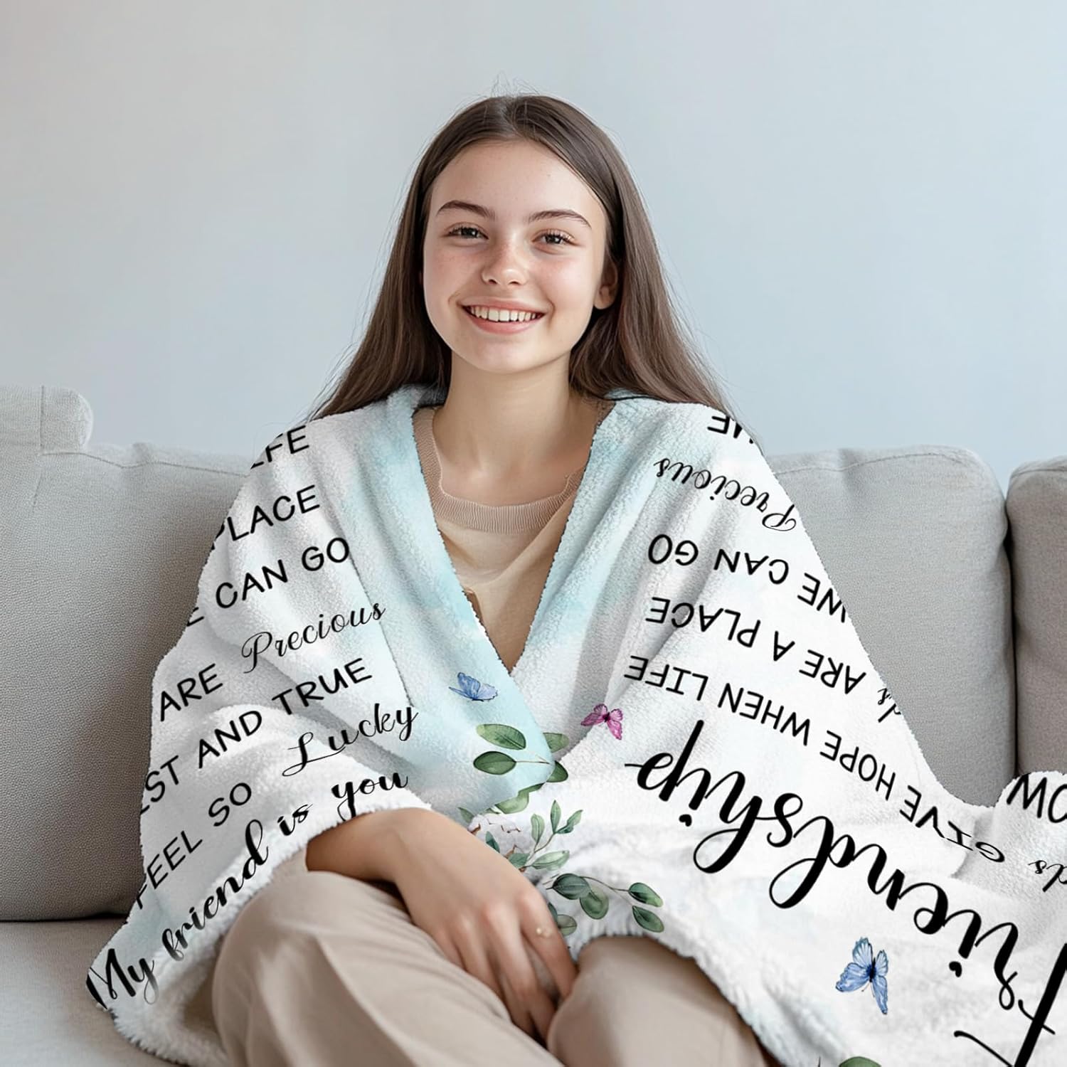 Friendship Gifts for Women Bestie BFF Soul Sister, Best Friend Blanket, Graduation Birthday Wedding Gifts for Best Friend Soft Flannel Friendship Blanket 80"x60"