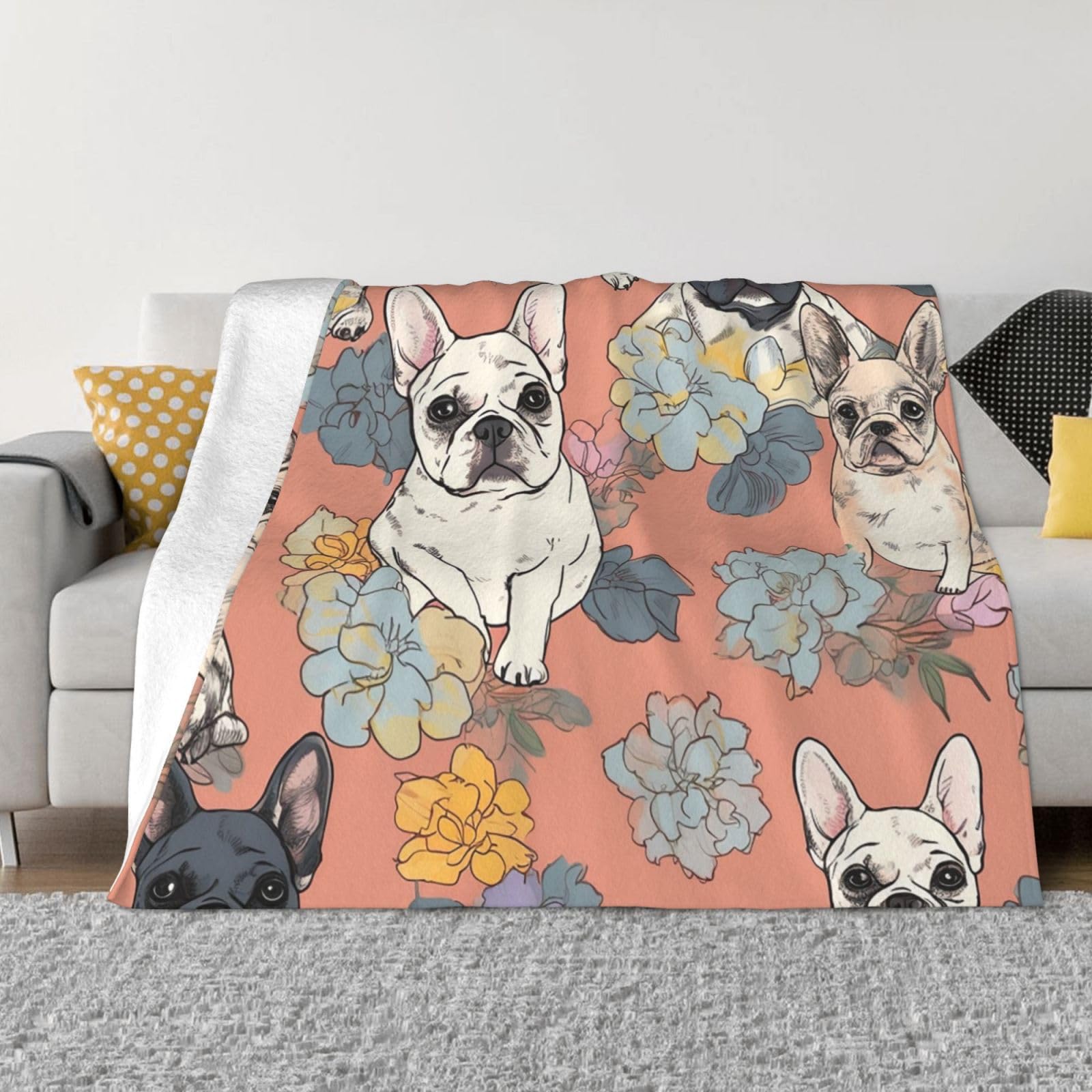 Couverture bouledogue français contre le froid plaid léger lit et canapé