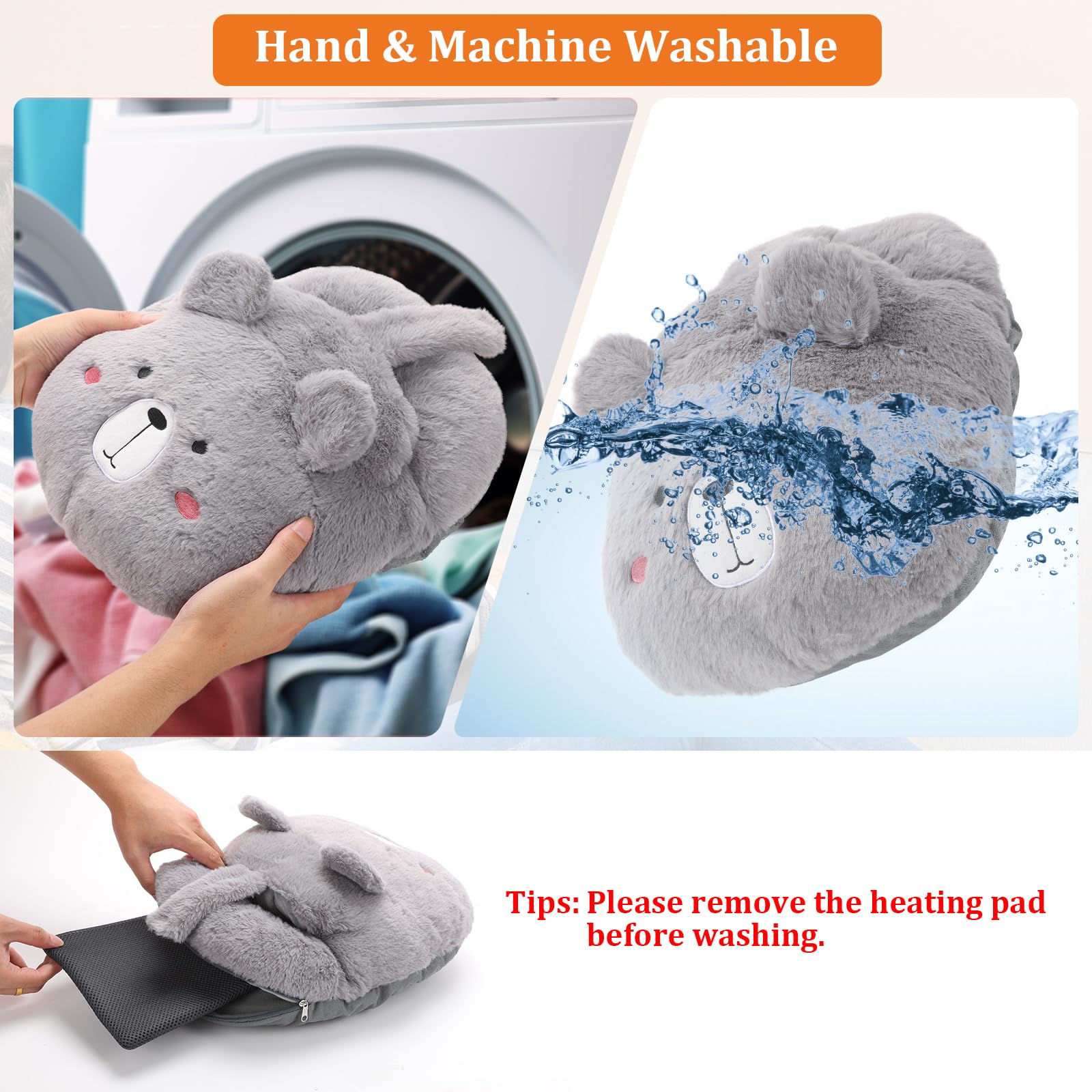 Scaldapiedielettrico, Scaldapiedi USB Ricarica 4 Timer 4 Livelli Temperatura Lavabile Morbido Termoforo Piedi per Casa (Grigio)