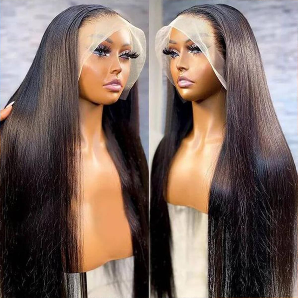 Lace Front Wigs Human Hair Pre Plucked13x4 13x6 Frontal Wigs HD Lace Front Wigs For Black Women (13x4 Straight Wig Human Hair, 34 Inch)