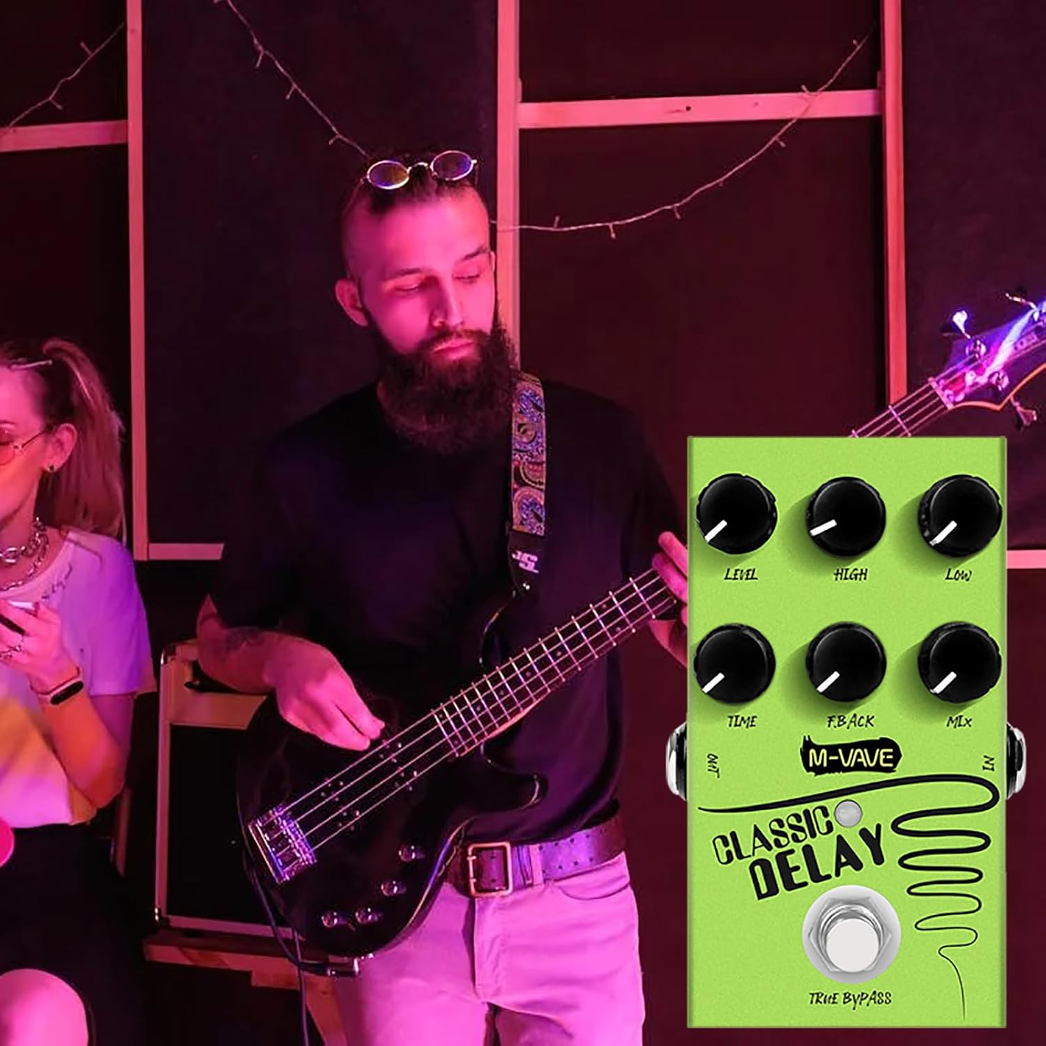 Classic Delay Compact Guitar Delay Pedal with 4 Analog-Style Modes, 600ms Max Time, Tap Tempo & True Bypass – High-Grade Metal Vintage Echo Simulator