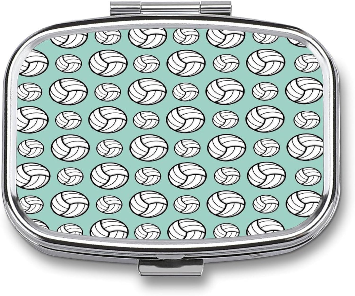 Pill Box Organizer Volleyball Sport Pattern Min Green, Portable Travel Pill Box with Mirror for Supplements, Medicine Box, Sturdy Metal Pill Case for Outdoor Travel Picnic Pill Box Organizer Volleyball Sport Pattern Min Green, Portable Travel Pill Box with Mirror for Supplements, Medicine Box, Sturdy Metal Pill Case for Outdoor Travel Picnic
