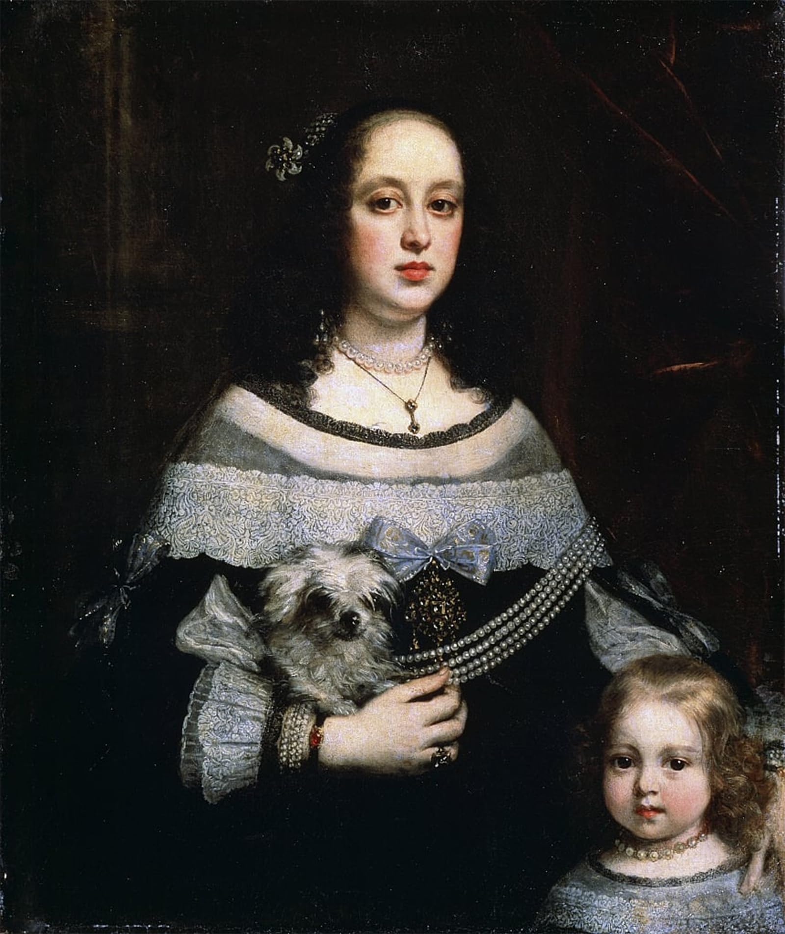 SERENDIPITP Abstract Painting Mural Print Picture Wall Decor Painting Portrait of a Lady and a Little Girl by Justus Sustermans Vintage Wall Artwork for Home Decor 60x90cm