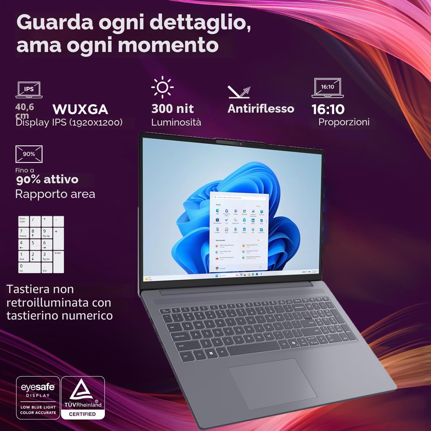Lenovo 16" FHD+ i5-13420H 8GB DDR5 256GB SSD AI Copilot Home Office Laptop
