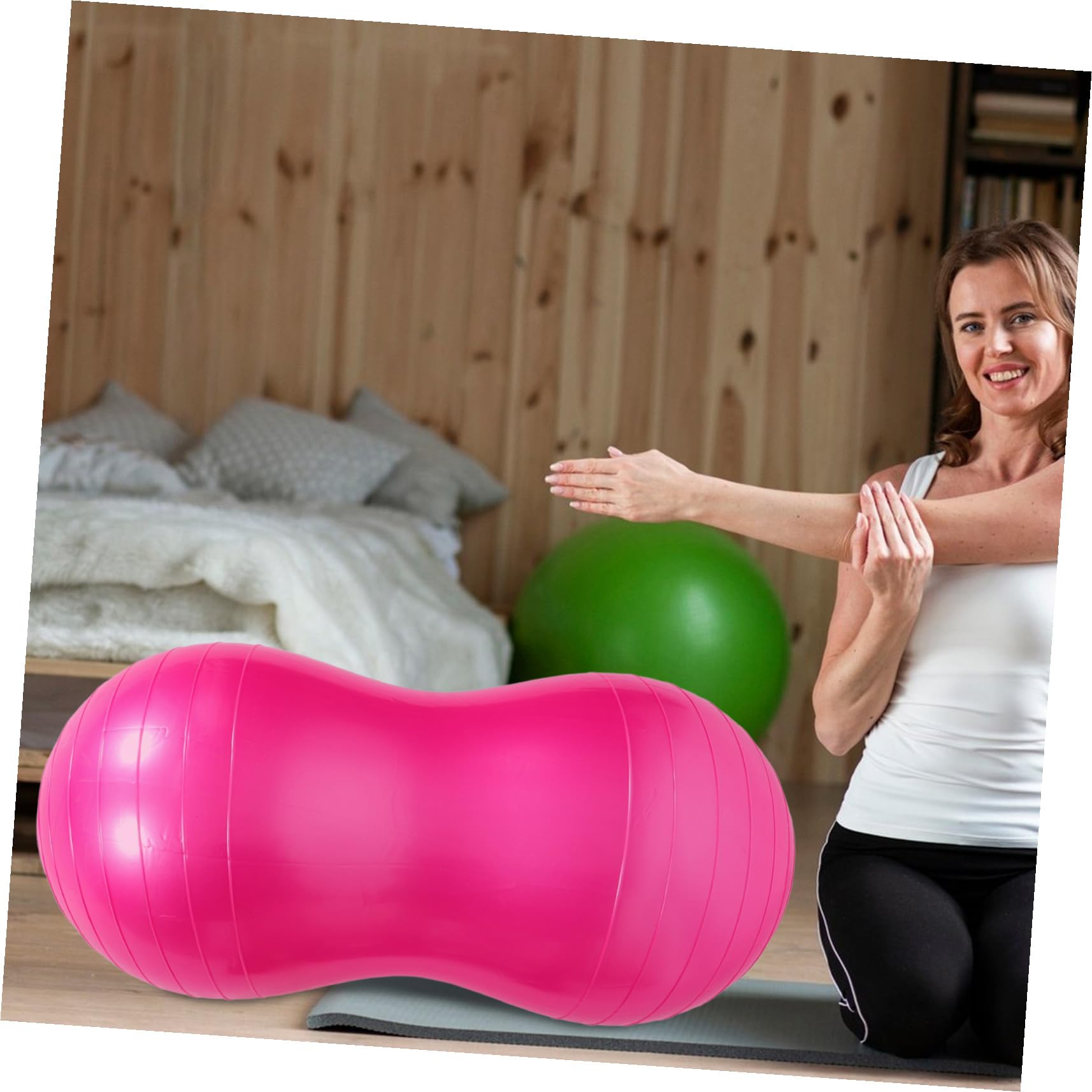 MAGICLULU Pelota de Yoga y Bomba de Aire de PVC con Forma de Cacahuete con Diseño Antiburst para Entrenamiento de Embarazo y Rehabilitación Infantil