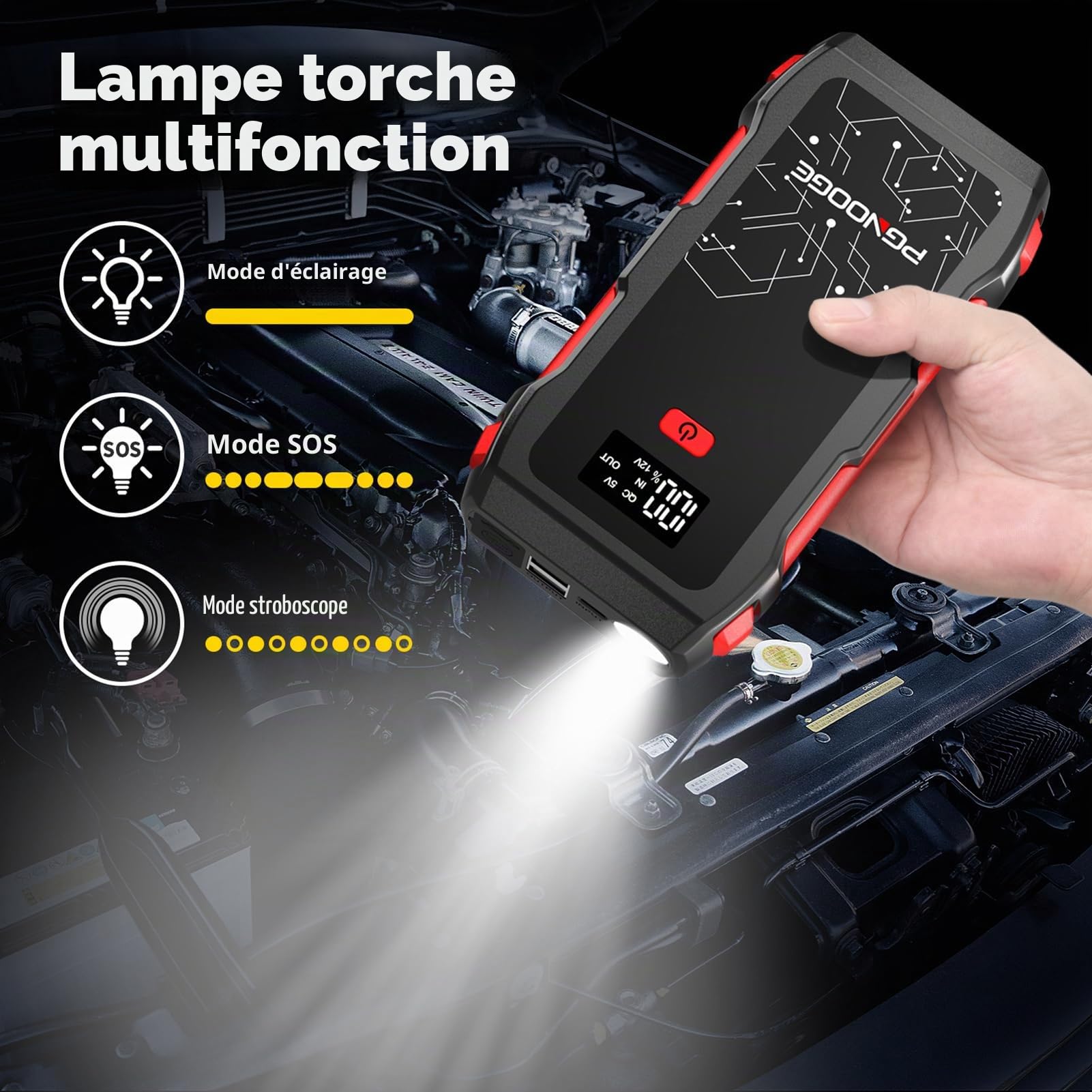 26800mAh 6000A Démarreur de Voiture 12V | Booster de Batterie, Moteurs jusqu'à 10L Diesel, Tous Essence, Start Booster Batterie Vehicule