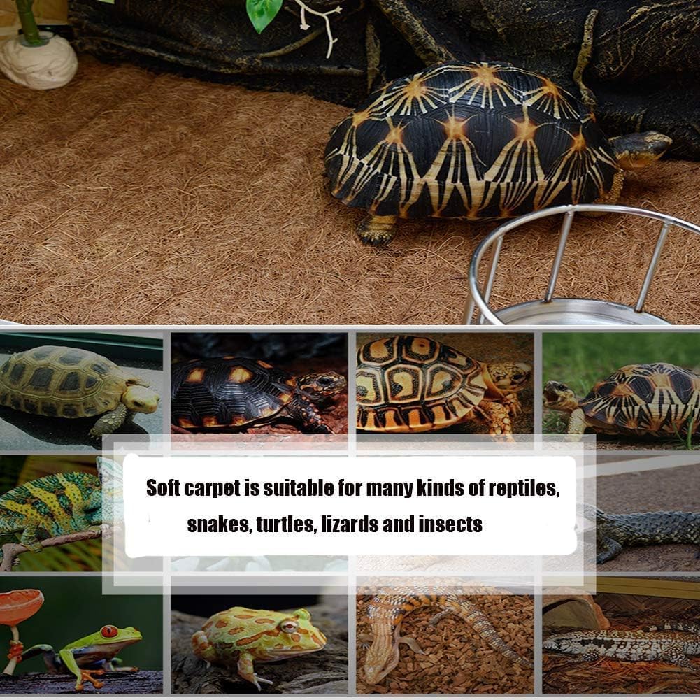 Hamiledyi Alfombra para reptiles de 157 pulgadas de largo x 16 pulgadas de ancho, fibra de coco natural, alfombra de tortuga para terrario de mascotas, suministros de reptiles para lagarto, serpiente,