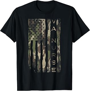 Camouflage VA NURSE Patriotic USA Flag T-Shirt
