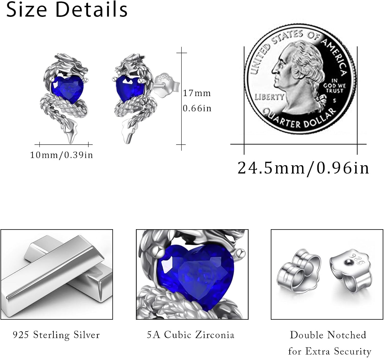 OHAYOO Dragon Stud Earrings 925 Sterling Silver Dragon Studs Earrings Vintage Dragon Jewelry Gift for Women Men - Image 4