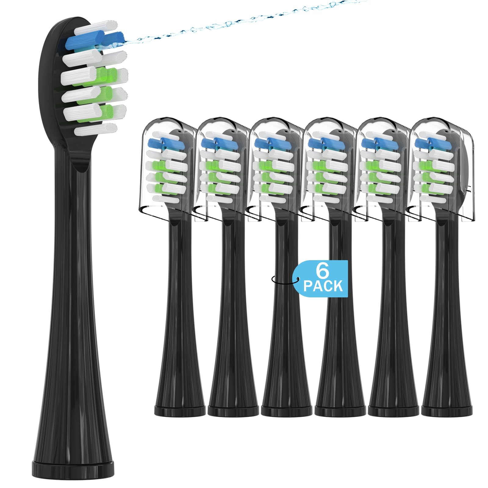 6 Pack Replacement Replacement Brush Heads for Waterpik Sonic Fusion Flossing Toothbrush Compatible with Sonic Fusion SF01/SF02 and Sonic Fusion 2.0