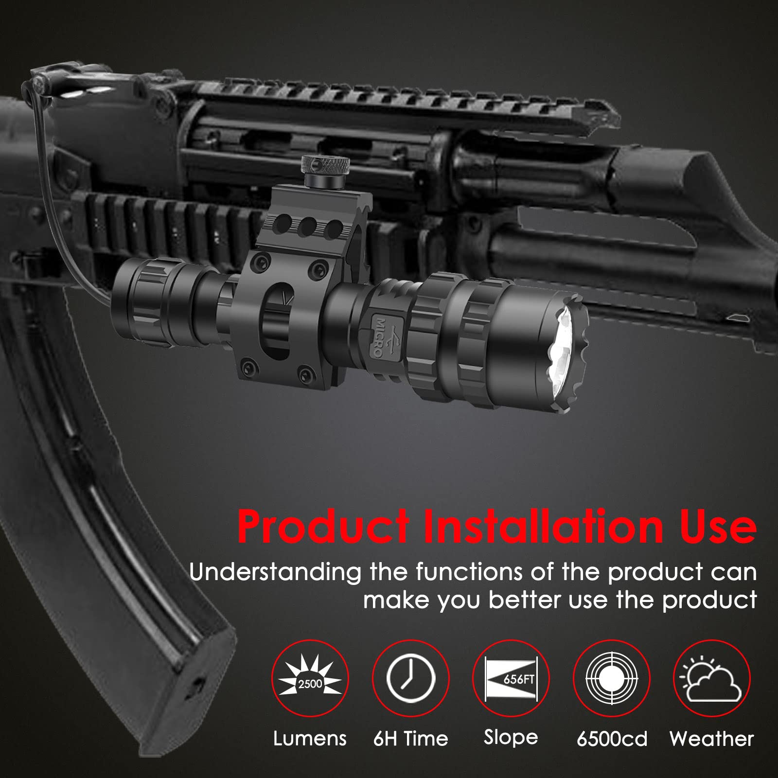 Buy TDT Tactical Flashlight 2500 High Lumens LED Rechargeable, IPX7