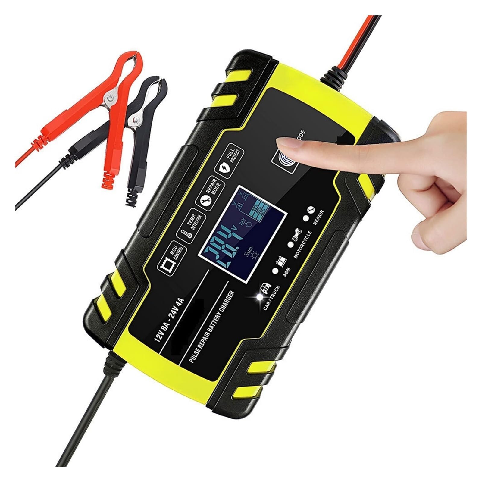 12V 24V 8A Automatyczna Ładowarka 3-etapowa Naprawa Impulsów Wyświetlacz LCD Inteligentna Samochodowa Żelowa Kwasowo-ołowiowa łAtwa W UżYciu