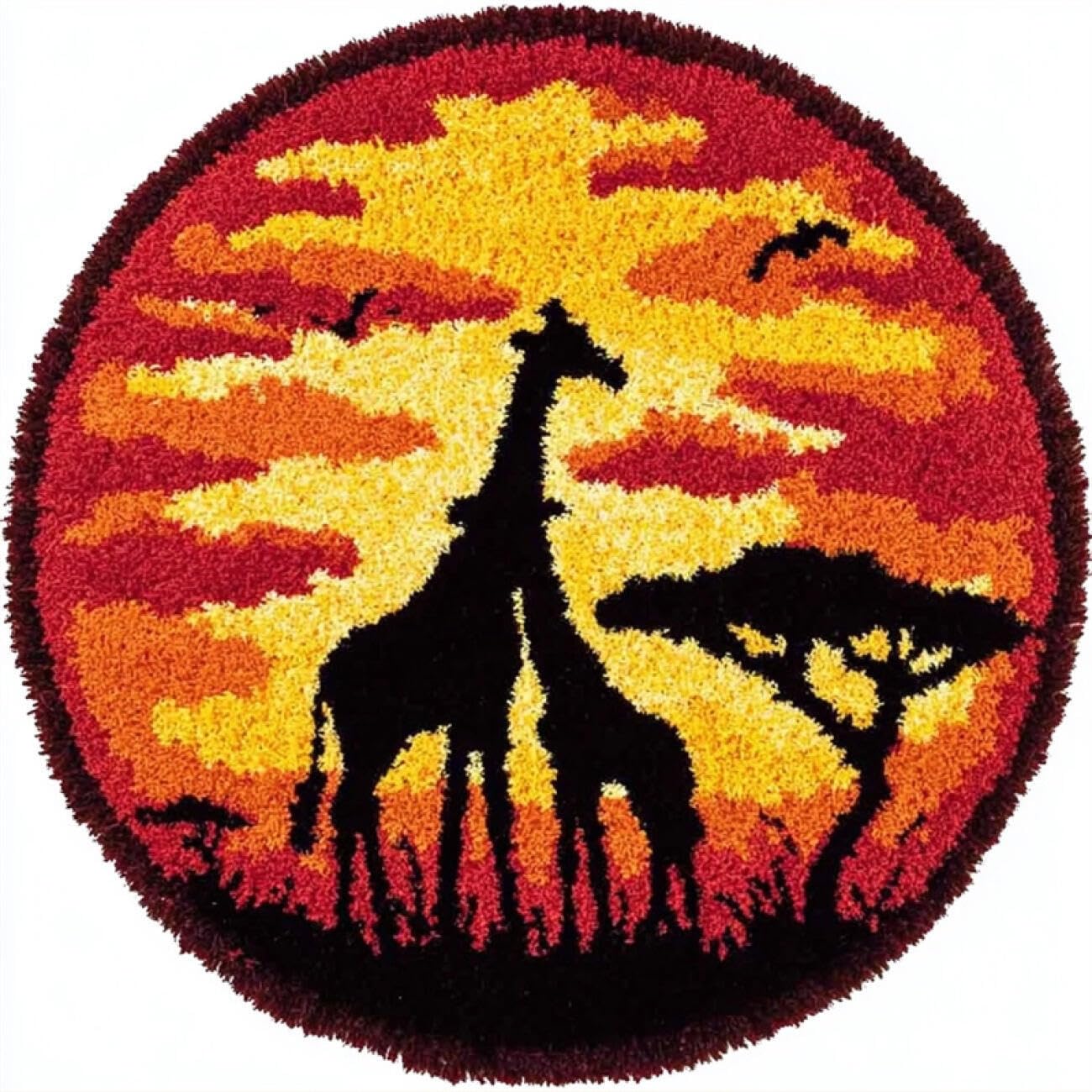 Kitquiver Rug Making Kit for Adults Giraffe Silhouette 80x80cm