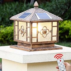 Solar Lamp Post Light with Pier Mount Bas Chinese Style Landscape Solar Pathway Lights for Outside Glass Pillar