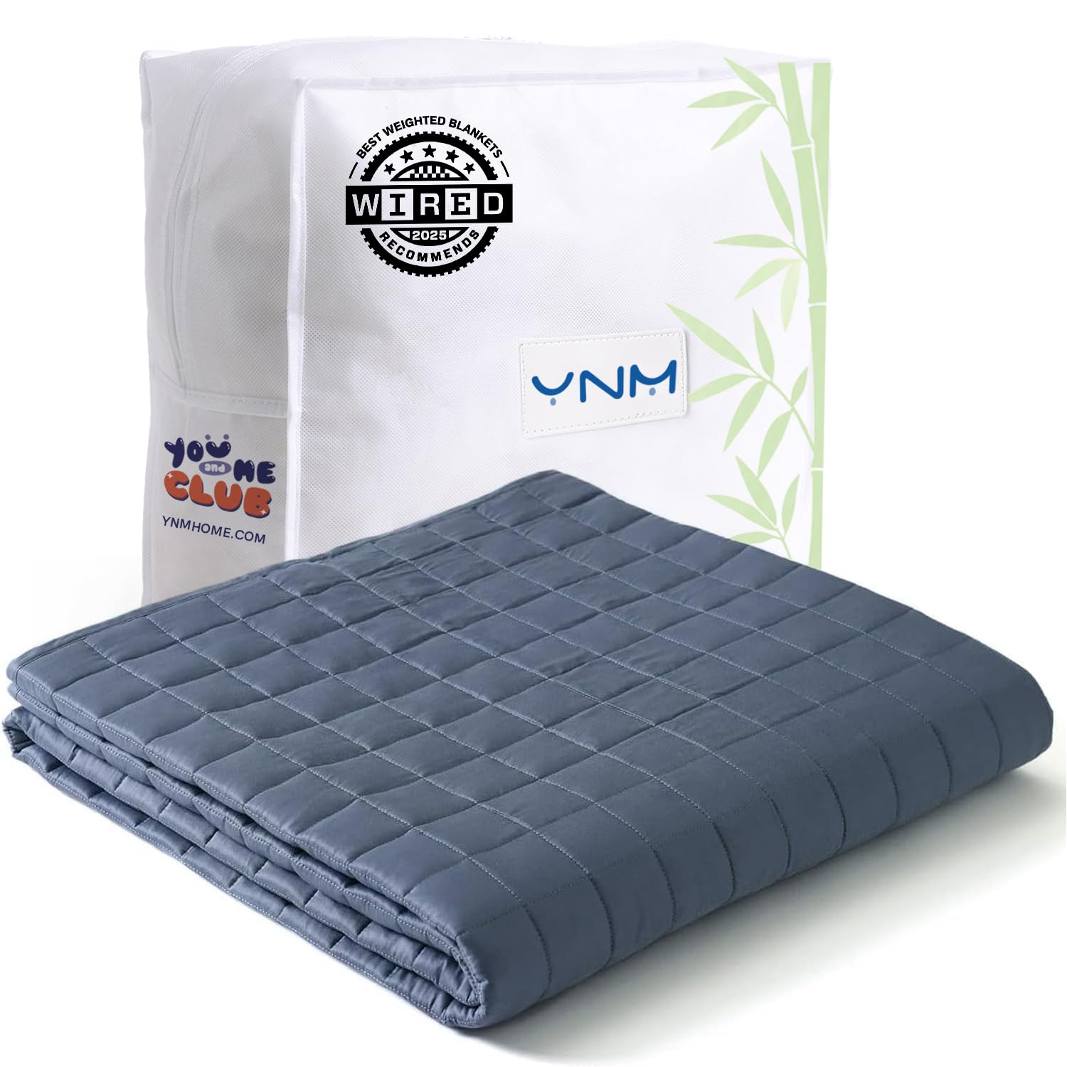 YnM Exclusive Cooling Weighted Blanket Rayon, Bed Blanket for One Person of 140lbs, Ideal for Queen/King Bed (60x80 Inches, 15 Pounds, Blue Grey)