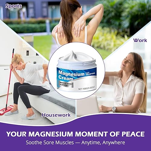 Miniatura 4 de Loción de magnesio para dormir - Crema tópica natural de magnesio para aliviar calambres en las piernas, relajación muscular, absorción rápida y no