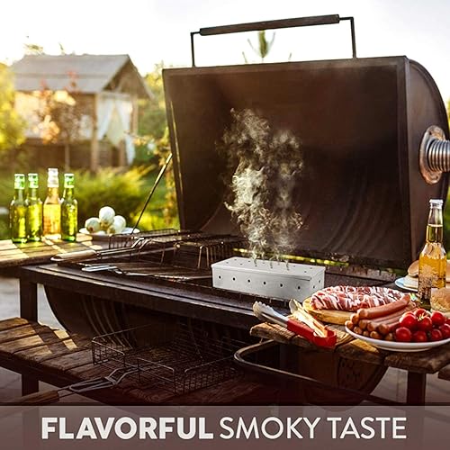 Miniatura 5 de TRENDBOX Caja de ahumador de acero inoxidable para astillas de madera, caja de ahumadores de carne superior en accesorios para asar barbacoa, añade