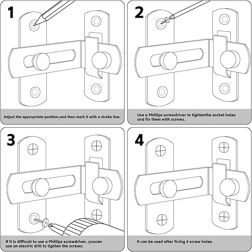 Miniatura 4 de Paquete de 2 cerraduras de puerta corrediza de granero de 90 grados, pestillo de puerta de granero, pestillo de puerta de gabinete para puerta,
