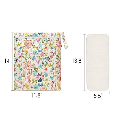 Miniatura 5 de Damero Pañales reutilizables de 5 capas para bebé, 12 piezas de pañales de tela con una bolsa de almacenamiento adicional