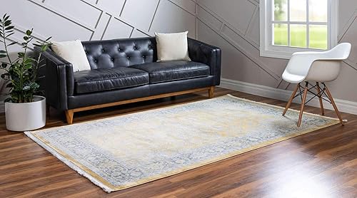 Miniatura 2 de Unique Loom Baracoa Collection - Alfombra rectangular de 5 pies 5 pulgadas x 8 pies, color amarillo y marfil