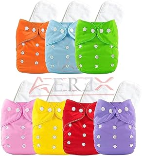 Reusable Baby Cotton Cloth Diapers For 0 to 3 Years With White Insert Pads Leak Proof Washable Diapers For New Born Babies Adjustable Pocket Cloth Diaper Nappies (Pack of 2)