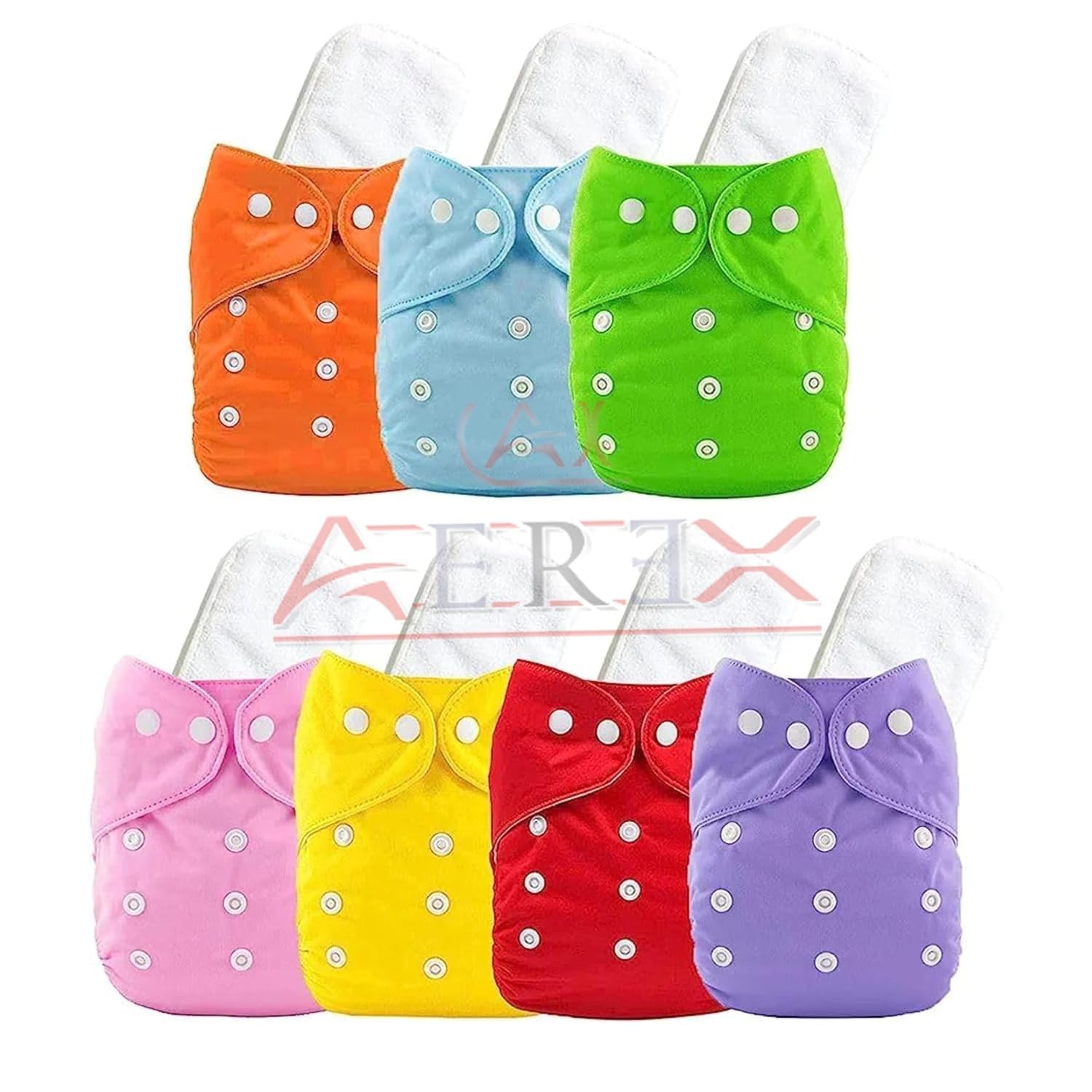 AEREX Premium Reusable Baby Cloth Diapers For 0 to 3 Years With White Insert Pads | Leak Proof Washable Diapers For New Born Babies | Adjustable Pocket Cloth Diaper Nappies (Multicolor) (5)-image-43