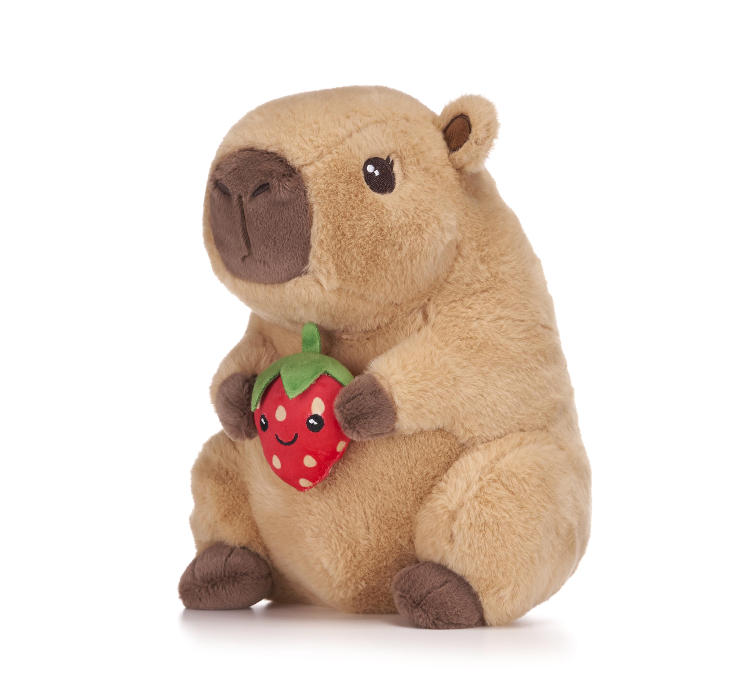 Eco Earth 10"/25cm Cuddly Capybara Holding Strawberry Fruit Soft Plush Toy