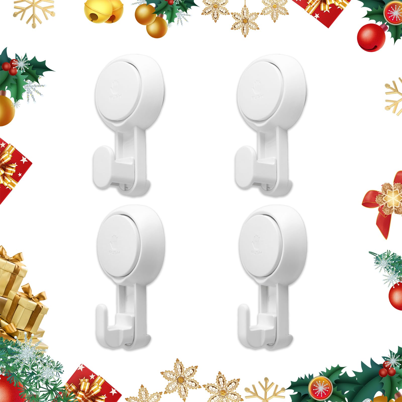 TAILI Suction Hooks for Bathroom with Vacuum Suction Cups No Drilling Reusable Shower Bathroom Hooks Waterproof Removable Hanger for Shower, Kitchen Towel Towel, Robe, Clothes and Hats