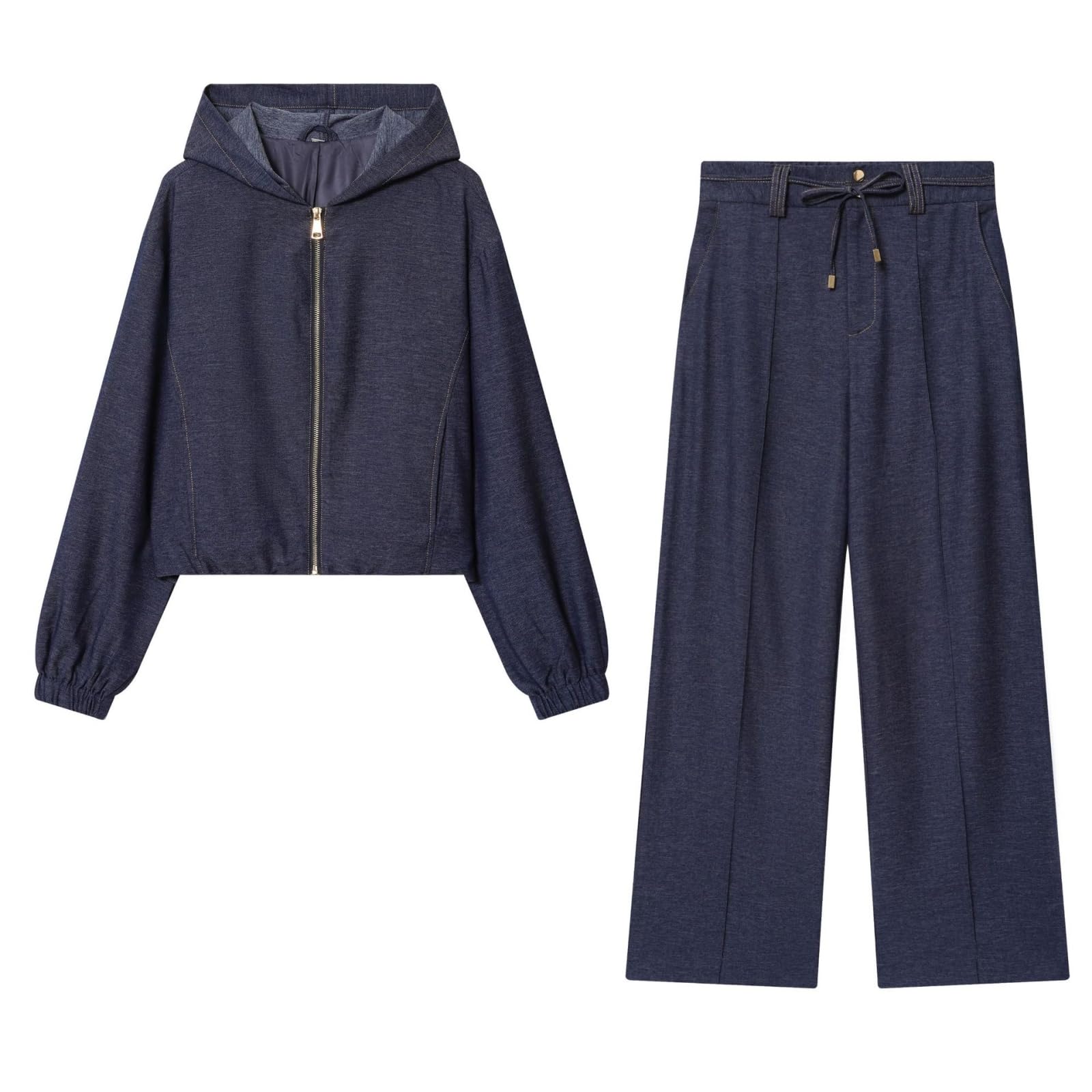 GFZMF - Completo da donna, 2 pezzi, giacca con cappuccio e pantaloni corti