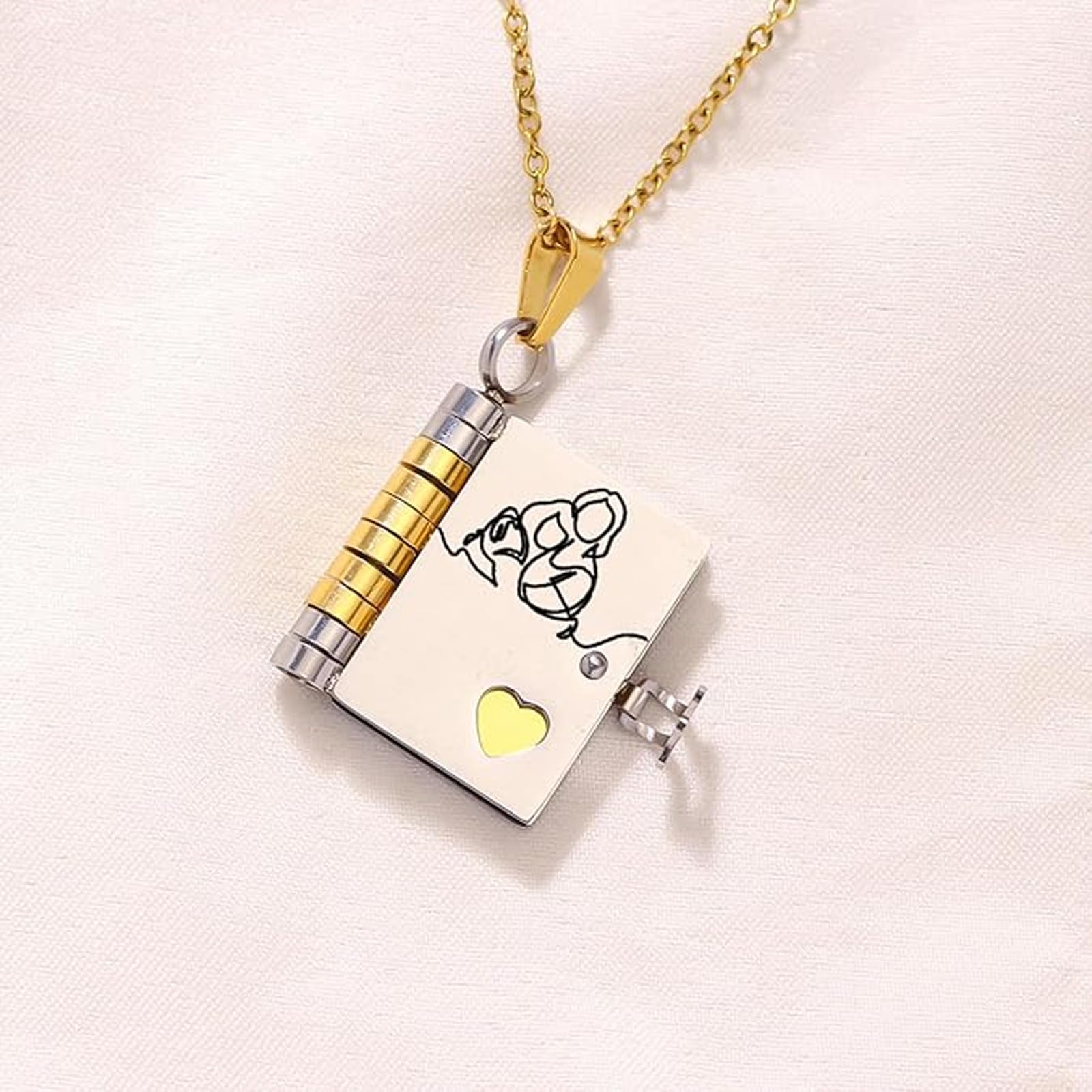 Granddaughter Book Necklace, For Granddaughters - The Most Beautiful Chapter Books Adjustable Silver Gold Book Pendant with 6 Pages Engraved Graduation Jewelry Gifts from Grandma