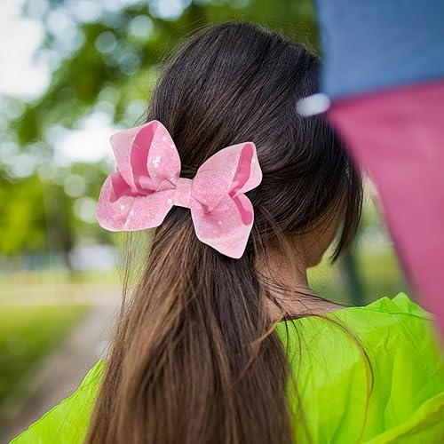 Miniatura 7 de Lazos para el cabello de lentejuelas, 4 lazos con purpurina brillante con pinza para el pelo de cocodrilo para niñas pequeñas, niños y adolescentes,
