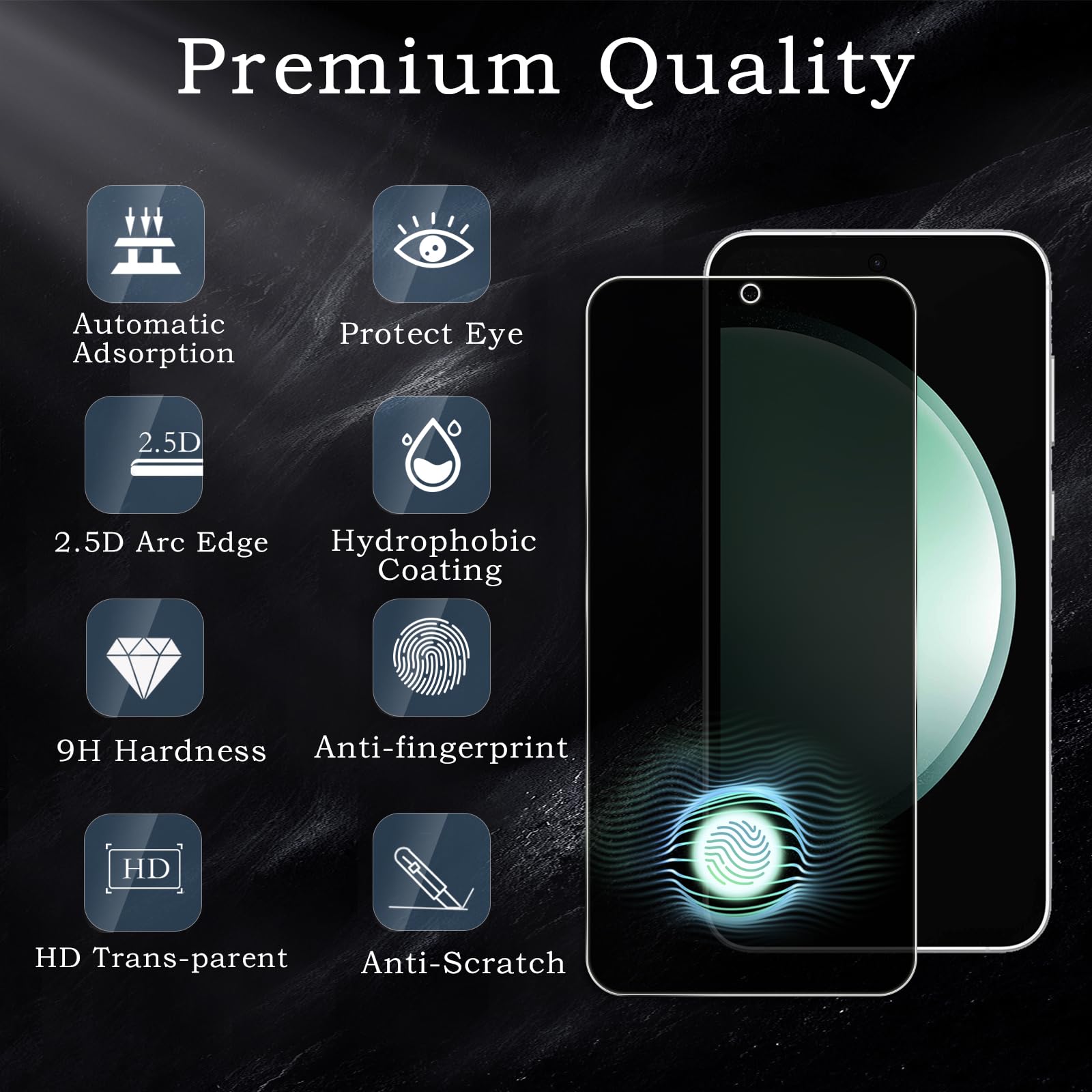 Pellicola protettiva per la privacy per Samsung Galaxy S23 FE, accessori in vetro temperato infrangibile, pellicola in vetro temperato anti spia, ultra resistente, durezza 9H, antiriflesso, HD,