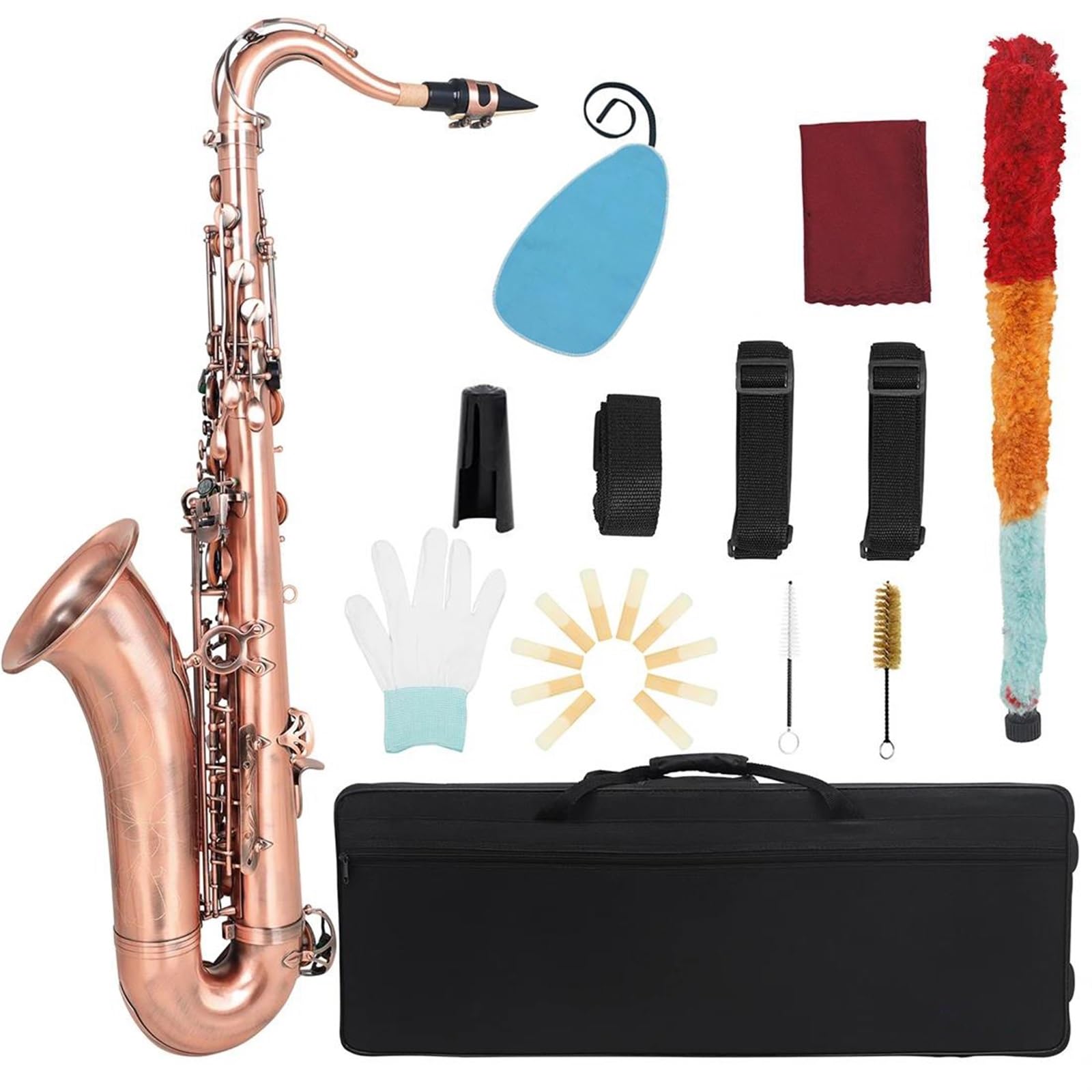 Saksofon Saksofon Tenorowy Bb Profesjonalny Saksofon Mosiężny Bb Instrument Dęty Drewniany Z Ustnikiem Saksofonowym (Color : Antique)