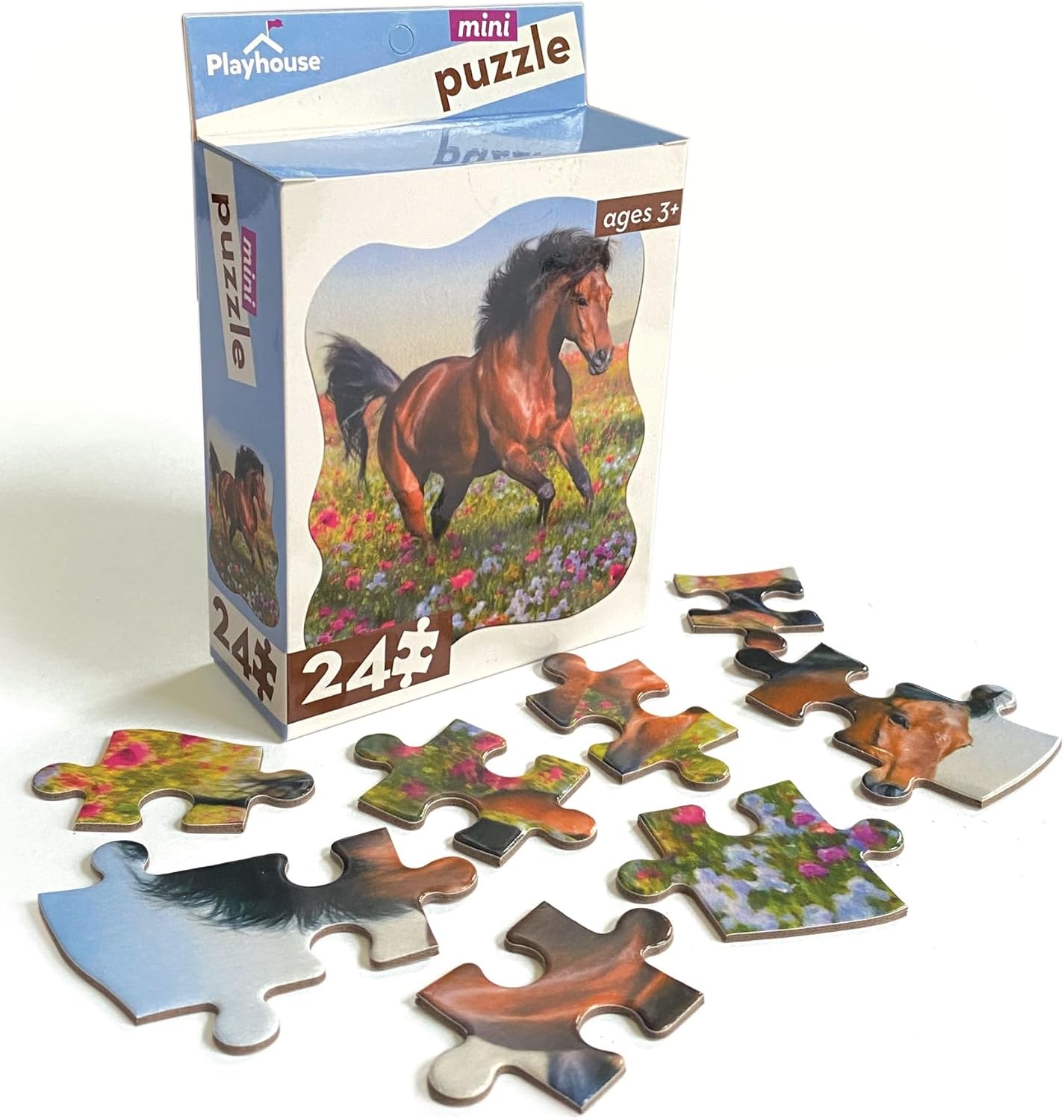 Playhouse Handsome Horse 24-piece Die-Cut Shaped Mini Puzzle for Kids
